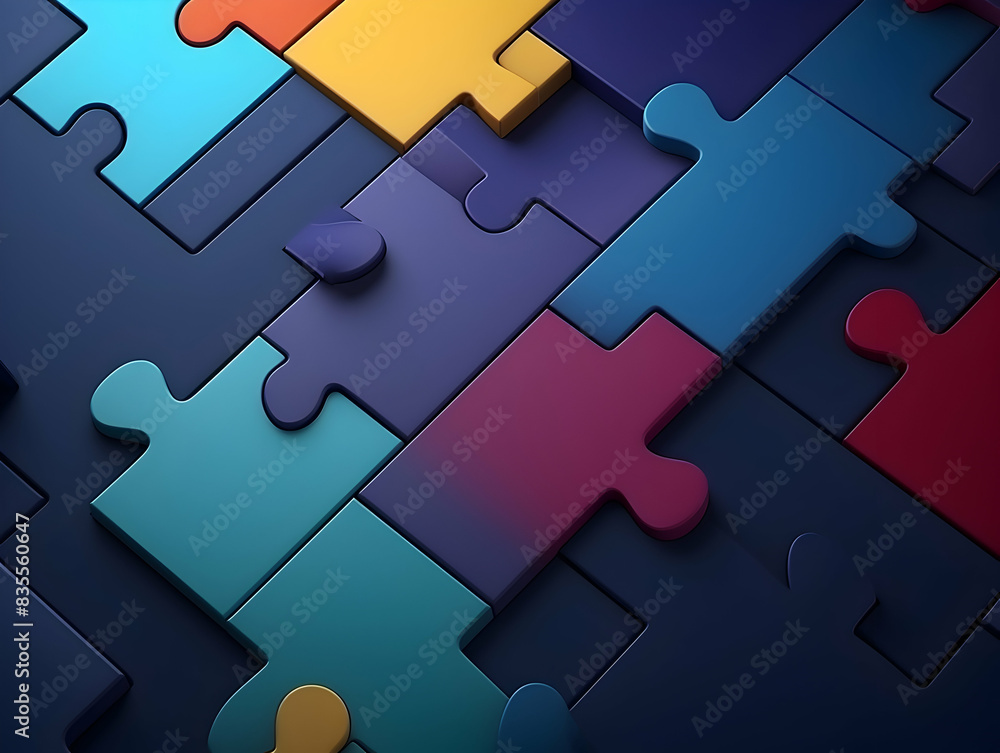Business puzzle, Colorful 3D Business Puzzle, Business people joining puzzle together, teamwork and unity in business concept Business puzzle, Colorful 3D Business Puzzle, Business people joining puzzle together, teamwork and unity in business concept