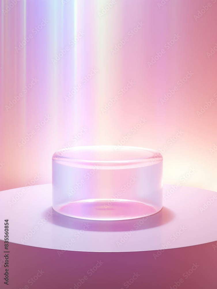 A clear glass bowl sits atop a white table with a clean and minimalist aesthetic A clear glass bowl sits atop a white table with a clean and minimalist aesthetic
