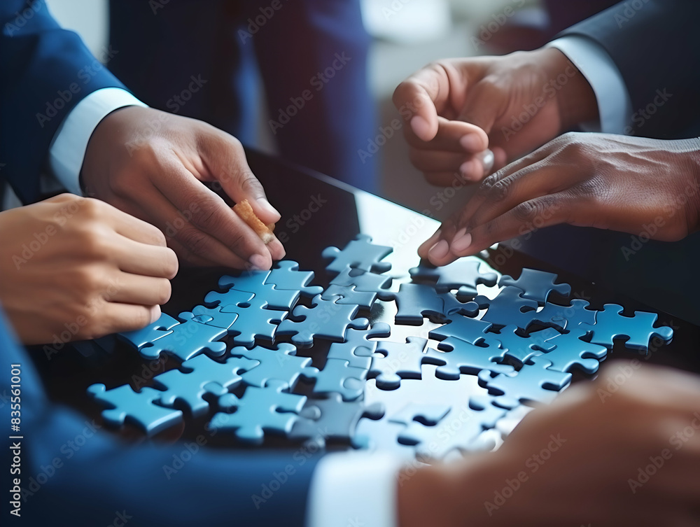 Business puzzle, Colorful 3D Business Puzzle, Business people joining puzzle together, teamwork and unity in business concept Business puzzle, Colorful 3D Business Puzzle, Business people joining puzzle together, teamwork and unity in business concept