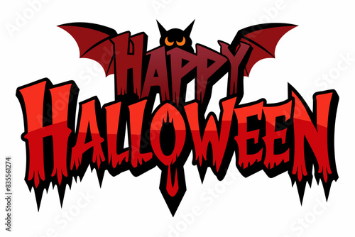 produce happy Halloween with a vampire text effect vector illustration