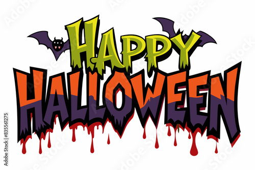 produce happy Halloween with a vampire text effect vector illustration © Jutish