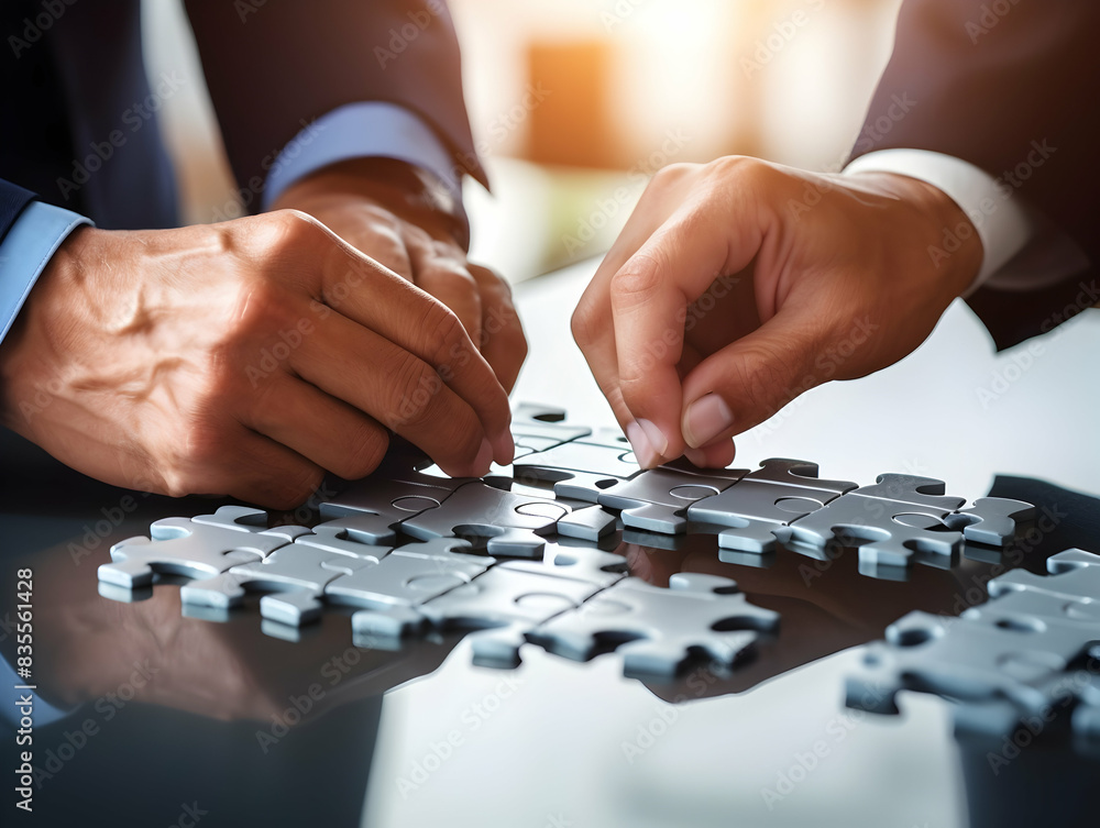 Business puzzle, Colorful 3D Business Puzzle, Business people joining puzzle together, teamwork and unity in business concept Business puzzle, Colorful 3D Business Puzzle, Business people joining puzzle together, teamwork and unity in business concept