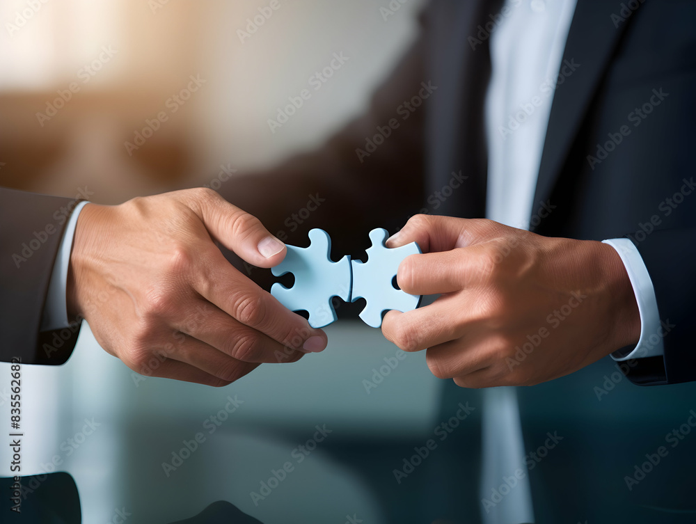 Business puzzle, Colorful 3D Business Puzzle, Business people joining puzzle together, teamwork and unity in business concept Business puzzle, Colorful 3D Business Puzzle, Business people joining puzzle together, teamwork and unity in business concept