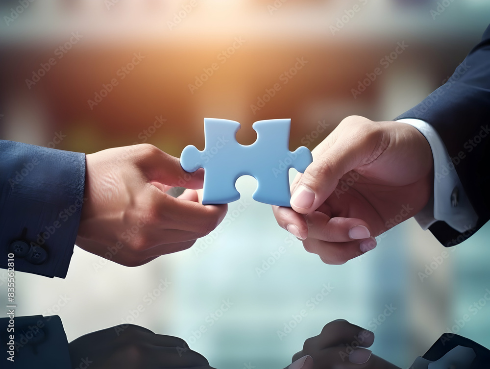 Business puzzle, Colorful 3D Business Puzzle, Business people joining puzzle together, teamwork and unity in business concept Business puzzle, Colorful 3D Business Puzzle, Business people joining puzzle together, teamwork and unity in business concept