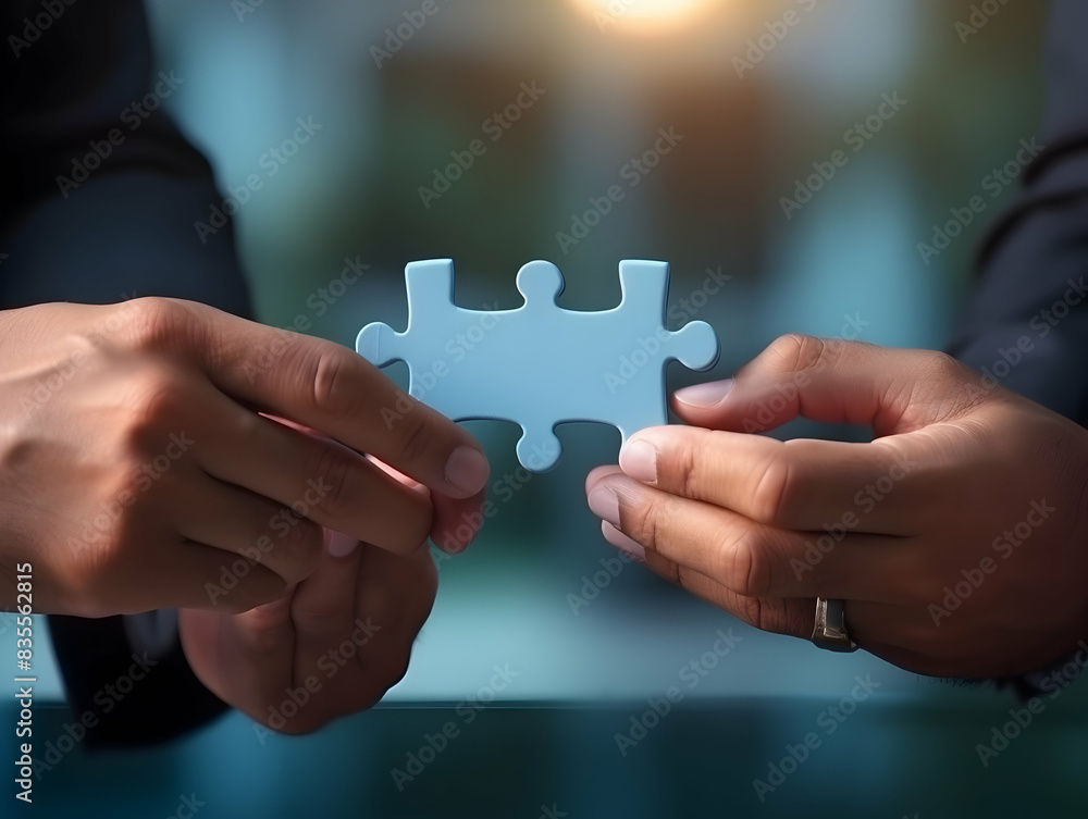 Business puzzle, Colorful 3D Business Puzzle, Business people joining puzzle together, teamwork and unity in business concept Business puzzle, Colorful 3D Business Puzzle, Business people joining puzzle together, teamwork and unity in business concept