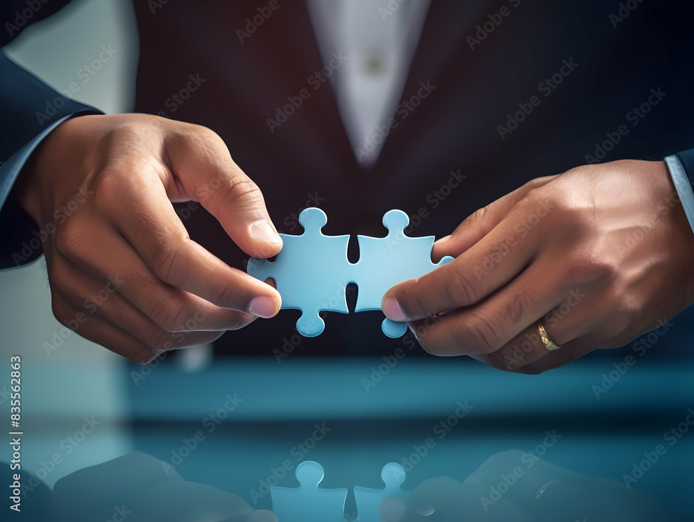 Business puzzle, Colorful 3D Business Puzzle, Business people joining puzzle together, teamwork and unity in business concept Business puzzle, Colorful 3D Business Puzzle, Business people joining puzzle together, teamwork and unity in business concept