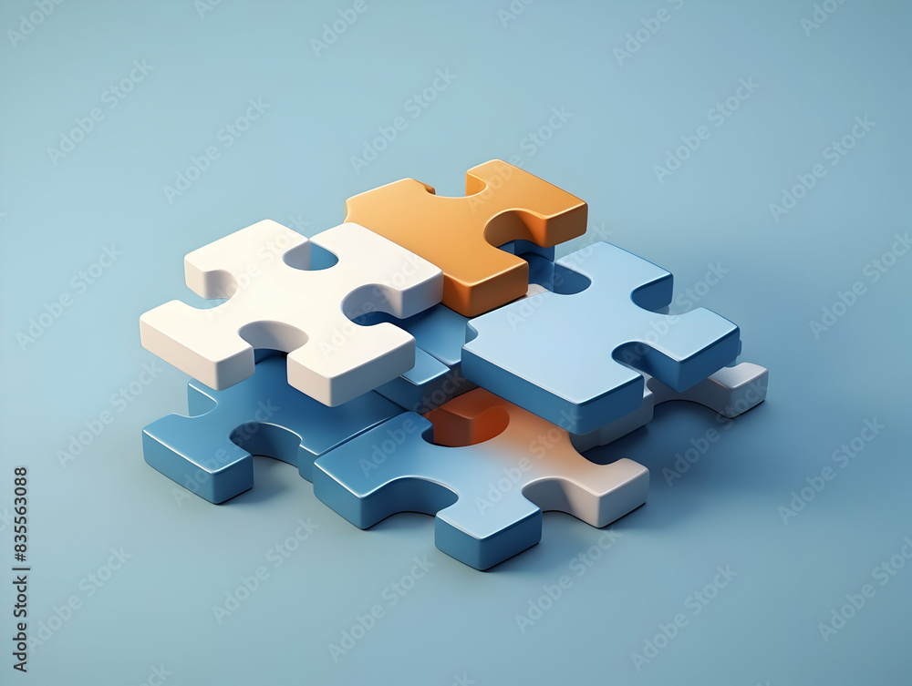 Business puzzle, Colorful 3D Business Puzzle, Business people joining puzzle together, teamwork and unity in business concept Business puzzle, Colorful 3D Business Puzzle, Business people joining puzzle together, teamwork and unity in business concept
