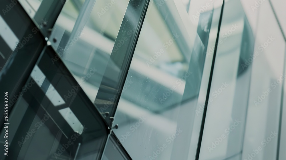 Smart glass window adjusting its opacity automatically, close-up ...