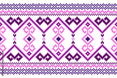 Ethnic geometric seamless fabric pattern Cross Stitch.