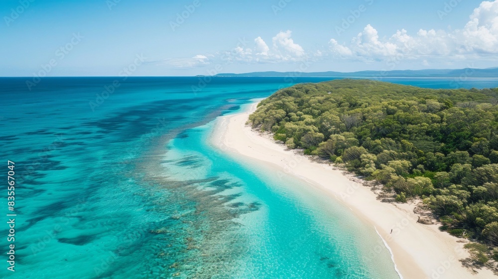 Top view of a serene Australian island beach seascape. travel world background concept for designer Top view of a serene Australian island beach seascape. travel world background concept for designer