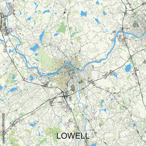 Lowell  Massachusetts  United States map poster art
