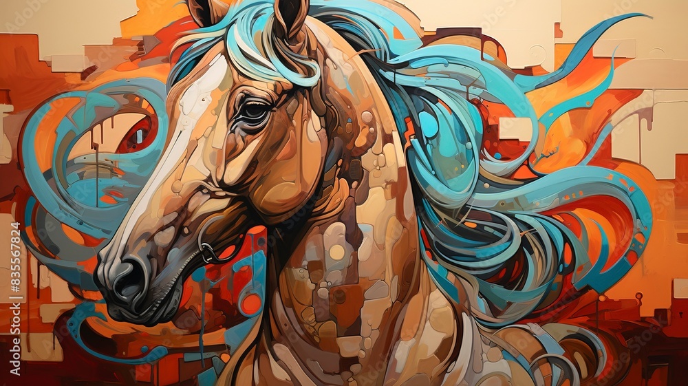 stylized oil painting of a horse , generative ai stylized oil painting of a horse , generative ai