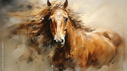 stylized oil painting of a horse , generative ai