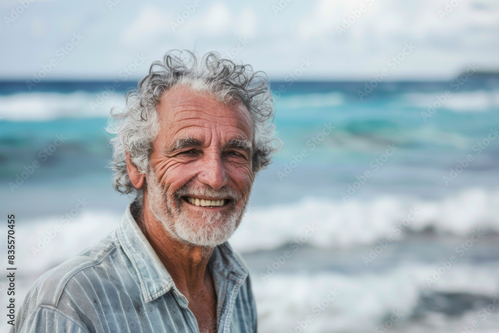 portrait of a handsome elderly fisheman on the seashore portrait of a handsome elderly fisheman on the seashore