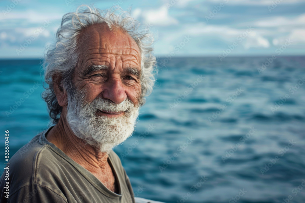 portrait of a handsome elderly fisheman on the seashore portrait of a handsome elderly fisheman on the seashore