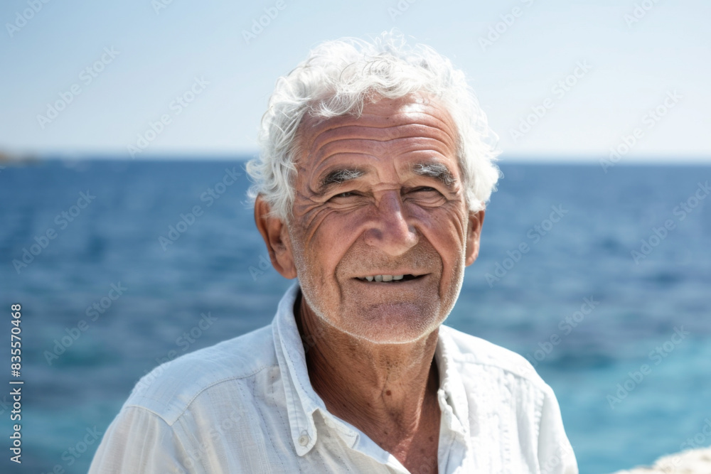 portrait of a handsome elderly man on the seashore portrait of a handsome elderly man on the seashore