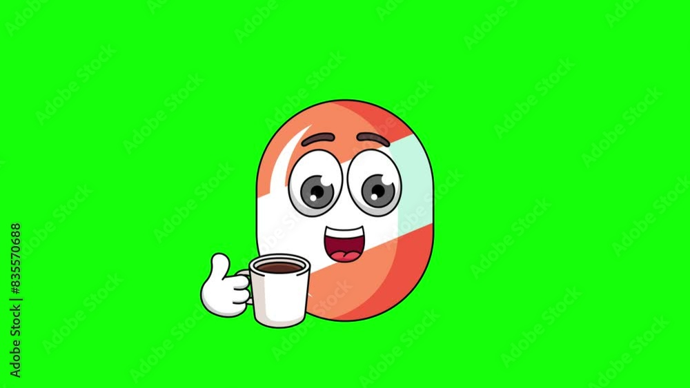 candy emoticon with drinking coffee style, emoji emoticon animation candy emoticon with drinking coffee style, emoji emoticon animation