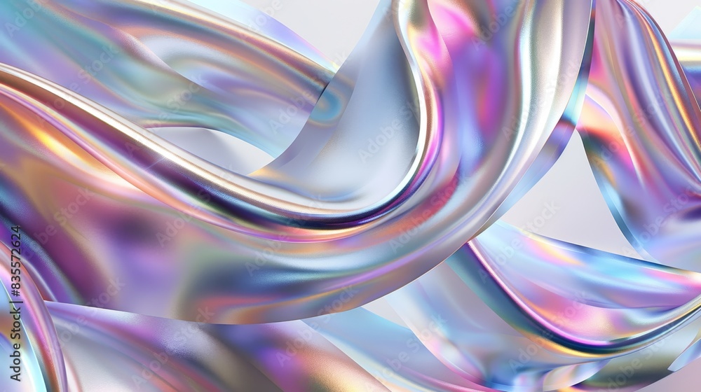 Abstract Iridescent Fabric Waves, Generative AI Abstract Iridescent Fabric Waves, Generative AI