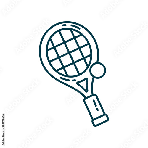 Tennis sport racket line icon
