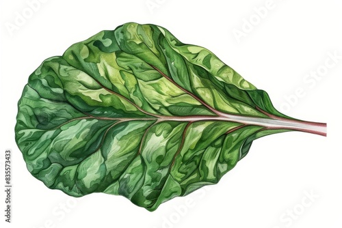 swiss chard leaf botanical pencil illustration isolated on white