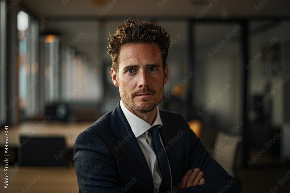 Serious Businessman in Office. Generative AI. Serious Businessman in Office. Generative AI.