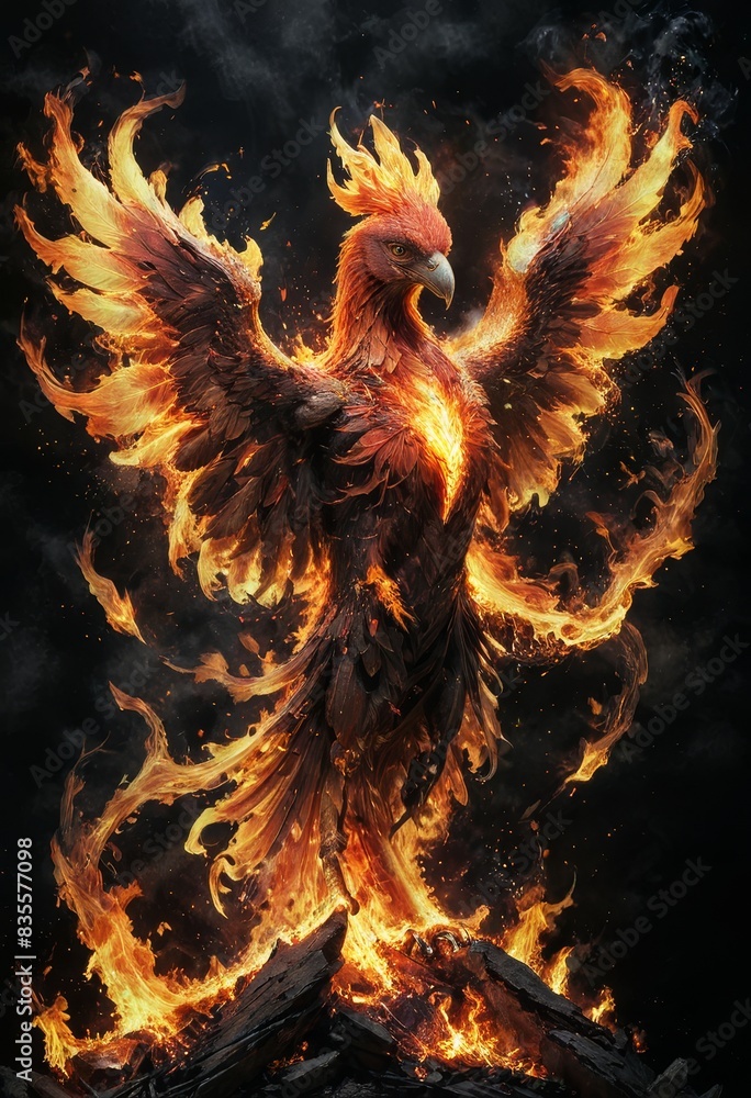 Fiery Phoenix Rising from Ashes Fiery Phoenix Rising from Ashes