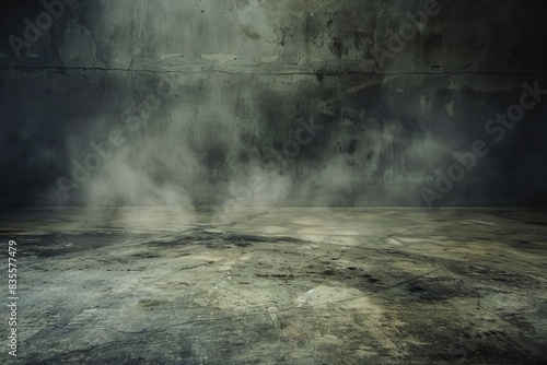 Abstract; Grunge Aesthetics; Concrete Floor; Enigmatic Fog; Artistic; Mystery; Atmospheric; Dark; 