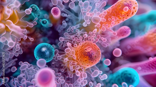 Vibrant and Captivating Microorganisms with Bright Clear Colors and Intricate Patterns