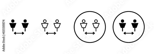 Social distancing icon vector isolated on white background. Keep distance sign. Coronavirus. Social Distancing and Self Quarantine.
