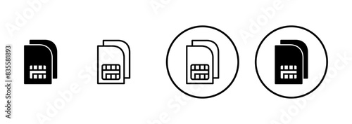 Sim card icon vector isolated on white background. Mobile slot icon. Mobile cellular phone sim card chip.
