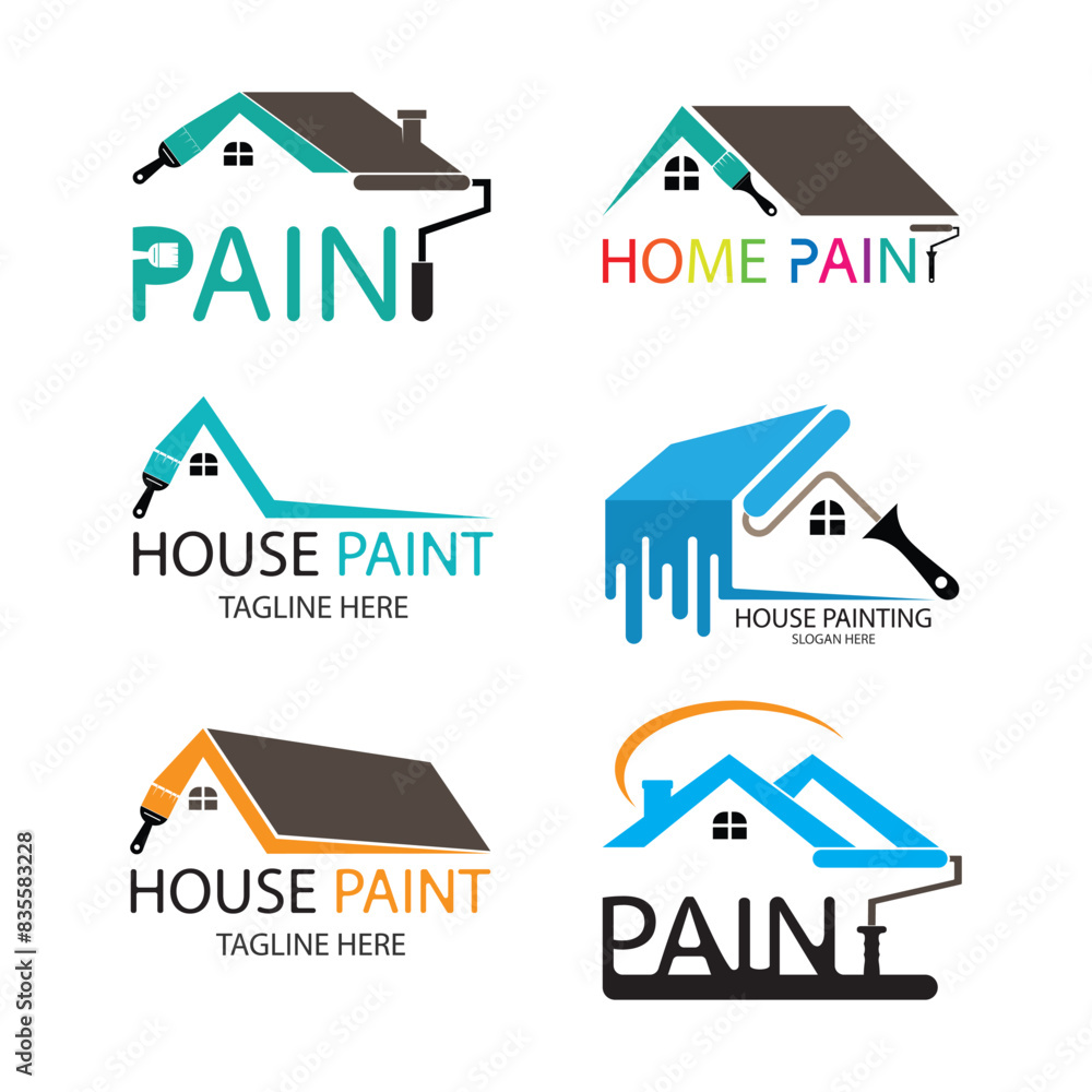 collection of house paint logo illustrations