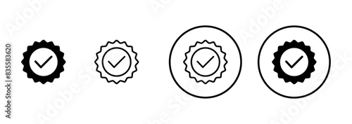Approved icon vector isolated on white background. Certified Medal Icon vector. check mark