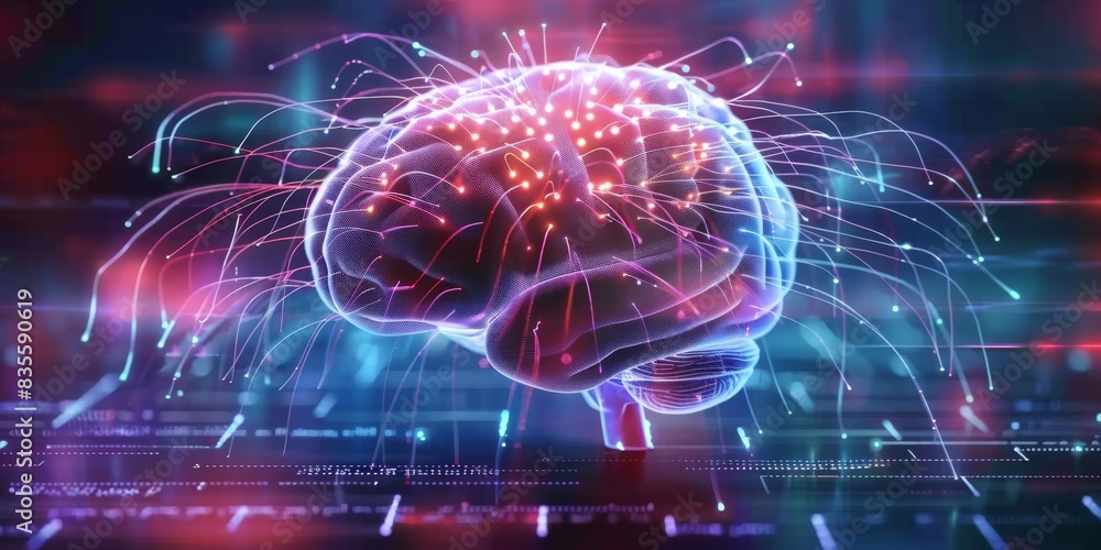 3D rendering of an AI brain surrounded by digital connections on top of high-tech computer equipment, symbolizing the power and intelligence in artificial intelligence. 3D rendering of an AI brain surrounded by digital connections on top of high-tech computer equipment, symbolizing the power and intelligence in artificial intelligence.