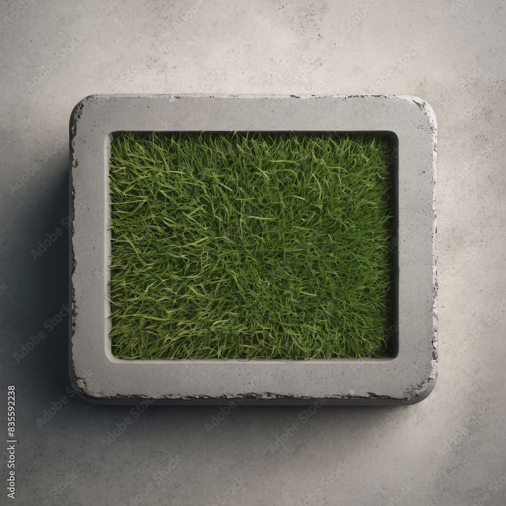 ui ux 3D realistic icon with nature grass and concrete as frame, use ...