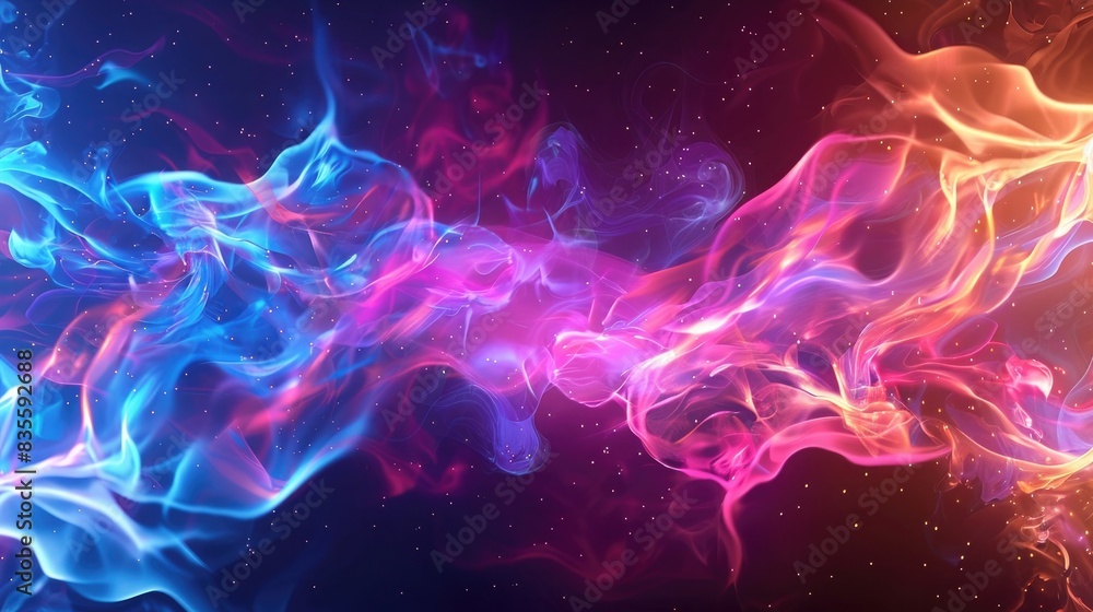 abstract blue and pink fire background with copy space,