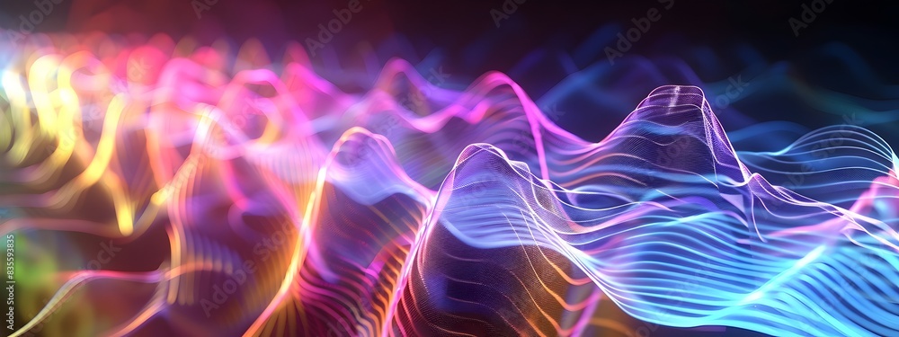 Fototapeta premium Mesmerizing Light Waves Vibrant Visualization of Electromagnetic Spectrum Frequencies