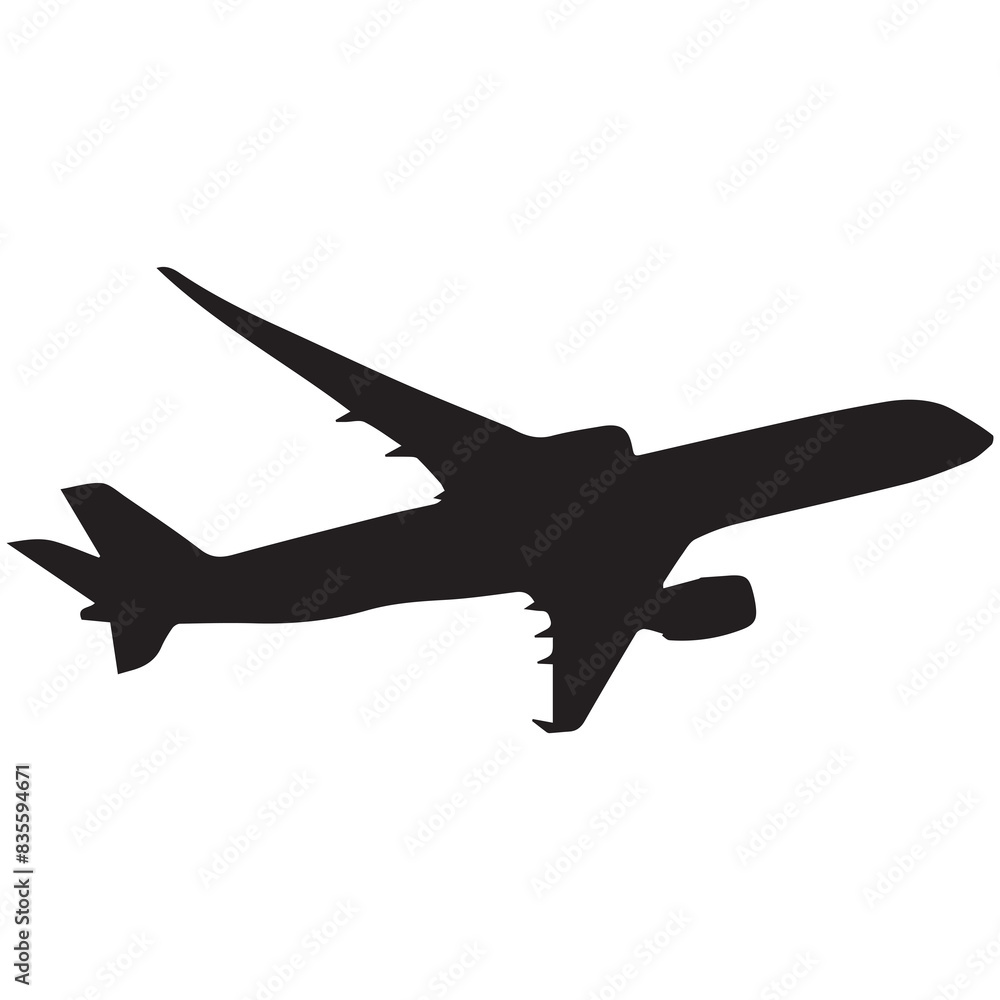 A silhouette of a twin-jet airliner A silhouette of a twin-jet airliner