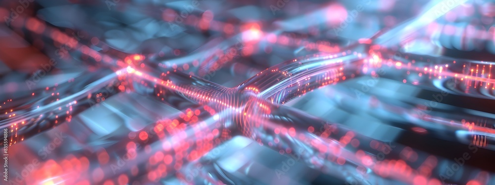 Fototapeta premium Mesmerizing Fiber Optic Data Transmission in Luminous Swirls and Spirals