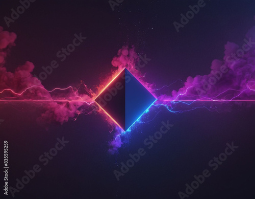 Wallpaper Mural aesthetic geometric cube purple, showcasing futuristic technology, featuring glare cubes, digital signals, shining glitch smoky Torontodigital.ca