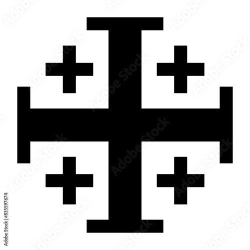 Jerusalem Cross - Catholic Christian Symbol Silhouette - Editable Stroke Illustration