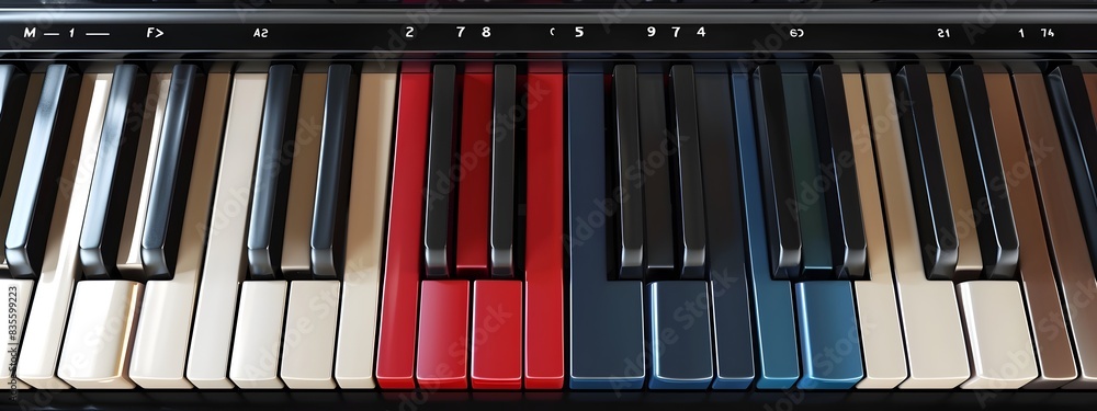 Fototapeta premium of Piano Keyboard Depicting Musical Frequencies