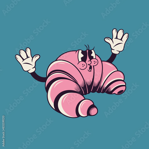 Retro character design of croissants