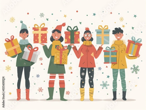 Wallpaper Mural Group of happy people holding gifts. Torontodigital.ca