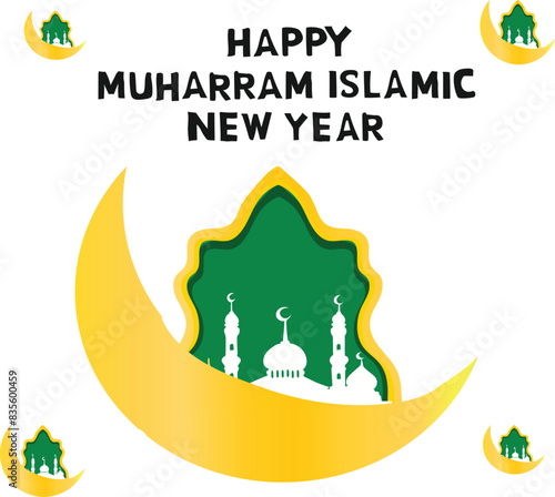 illustration of an background happy muharram islamic new year