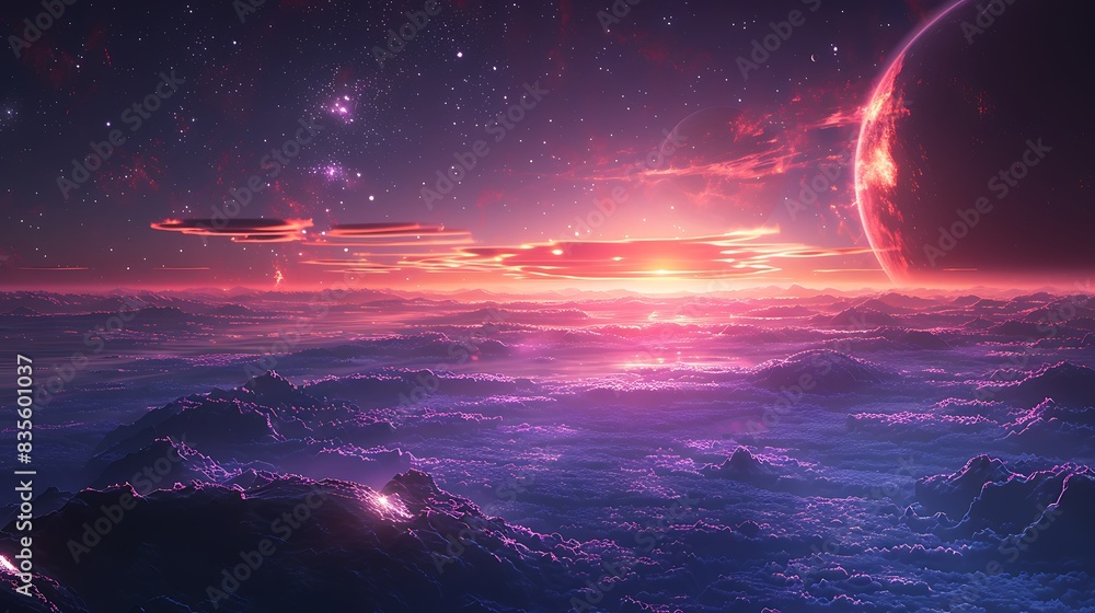 tranquil view of the interplanetary medium filled with faint glows of distant stars and planets tranquil view of the interplanetary medium filled with faint glows of distant stars and planets