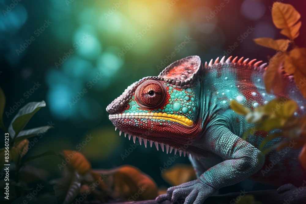 green lizard on a dark background, generative ai green lizard on a dark background, generative ai