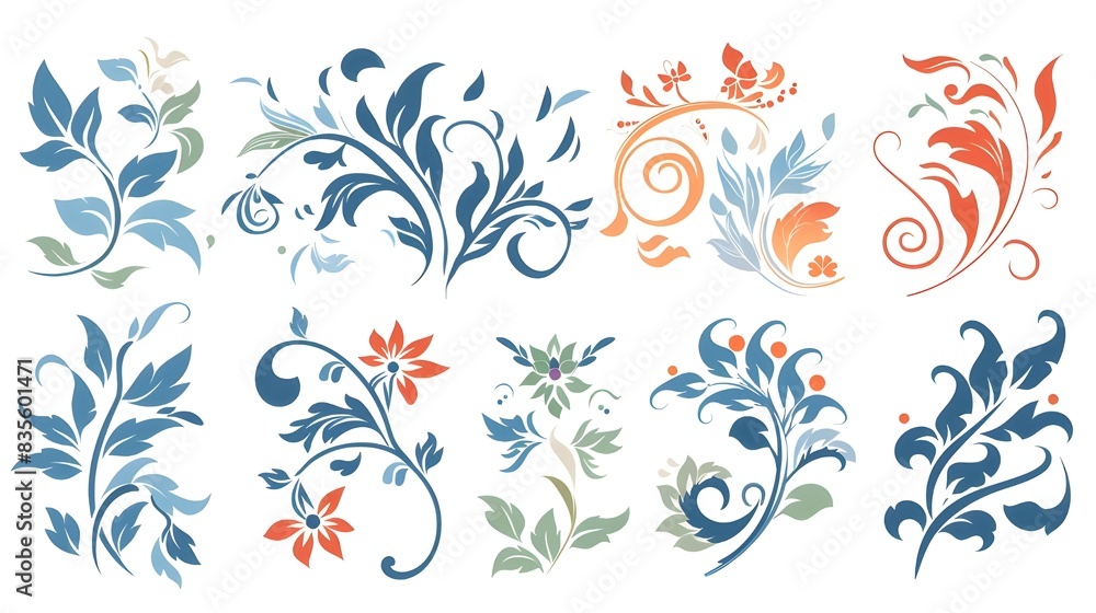 set of floral elements set of floral elements