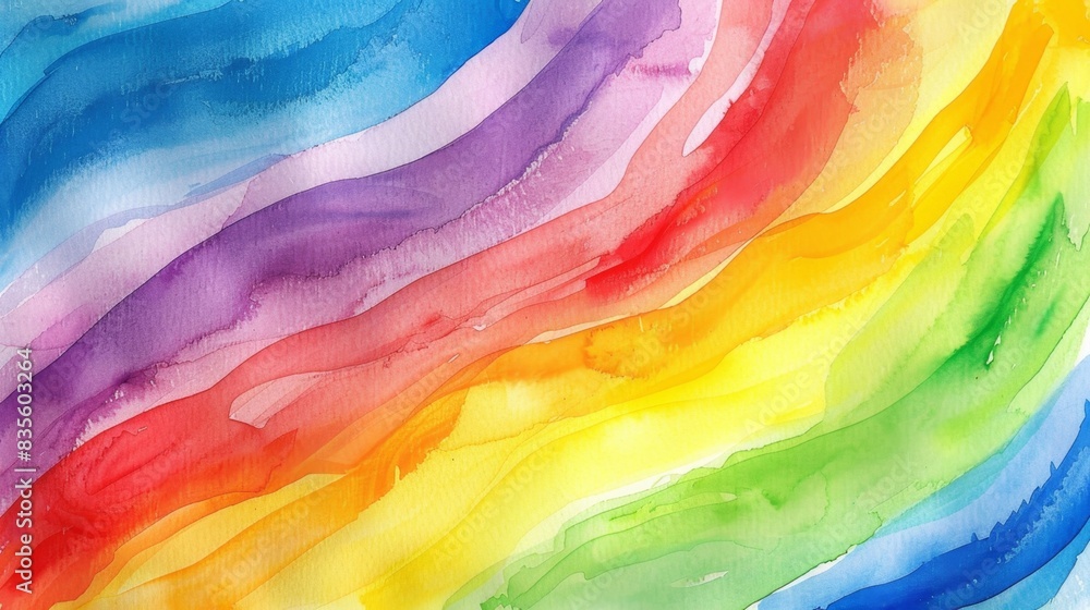 Obraz premium Vibrant Rainbow Watercolor Background, Generative AI