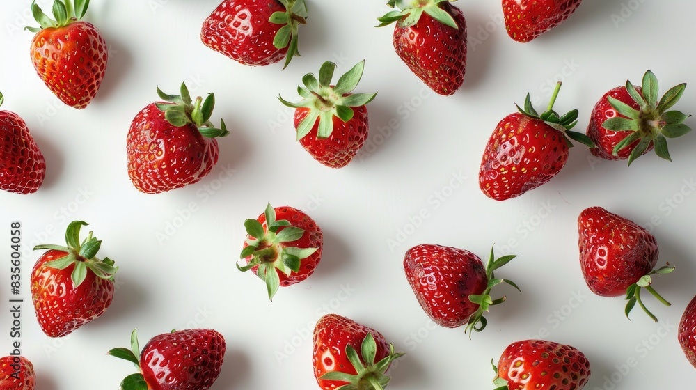 Strawberries against a white backdrop Strawberries against a white backdrop