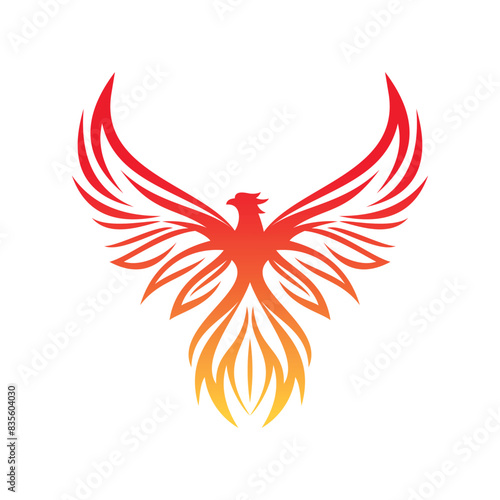 Phoenix Logo flying bird design vector. Eagle falcon icon template